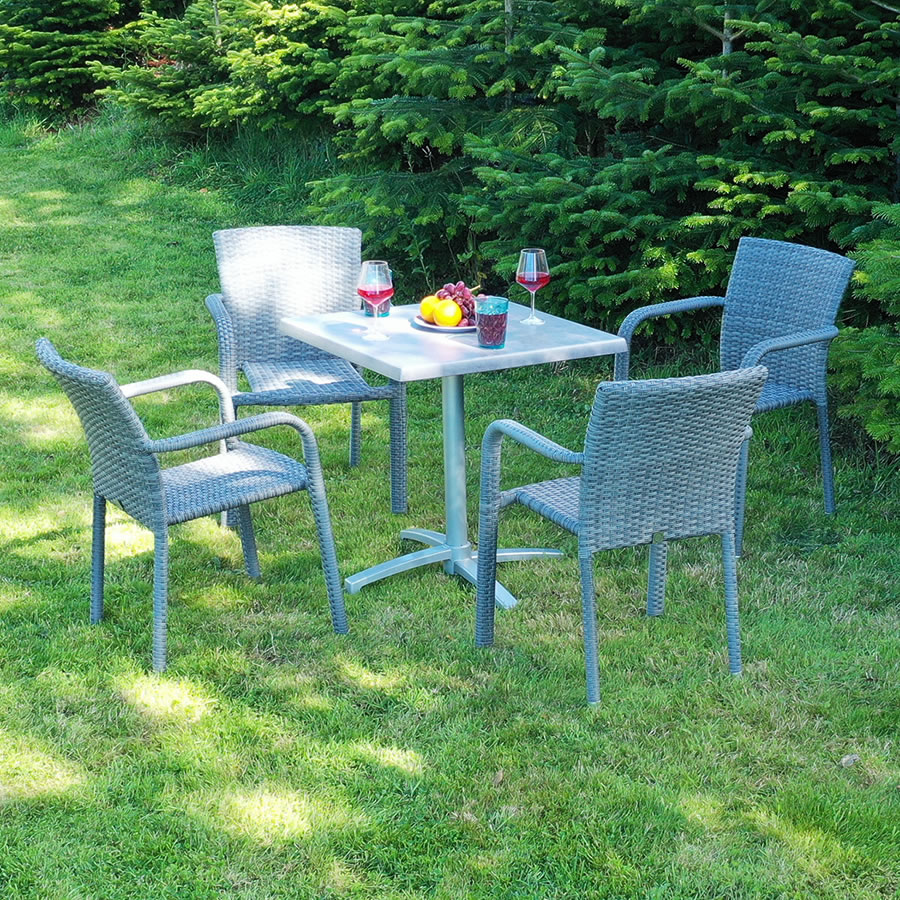 Grey Oliveira City 70cm Square 4 Seater Dining Set