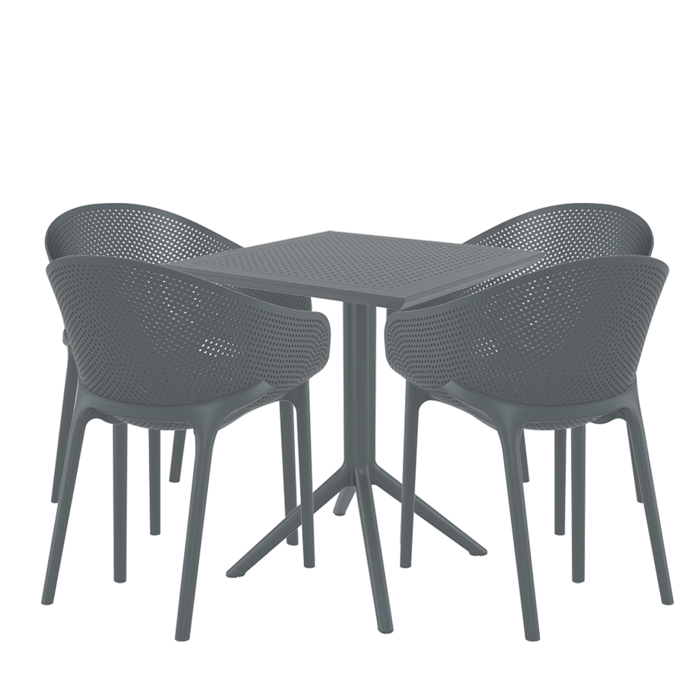 4 Seater Sky 60cm x 60cm Folding Table With Sky Pro Chairs in Grey