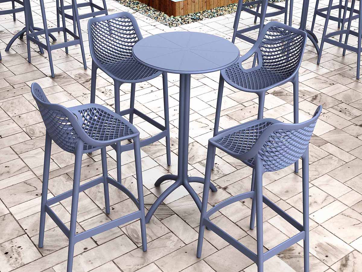 4 Air Bar 75 Stools and Octopus Bar Table Set in Grey