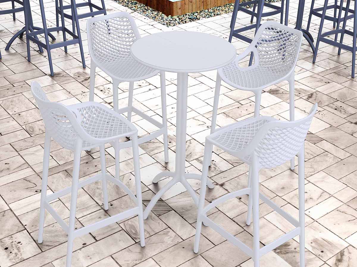 4 Air Bar 75 Stools and Octopus Bar Table Set in White