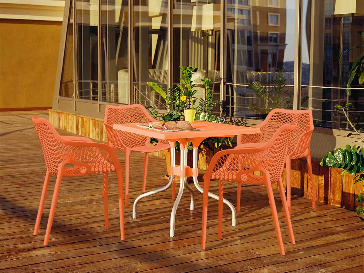 4 Air XL Chairs and Forza Table Set in Orange