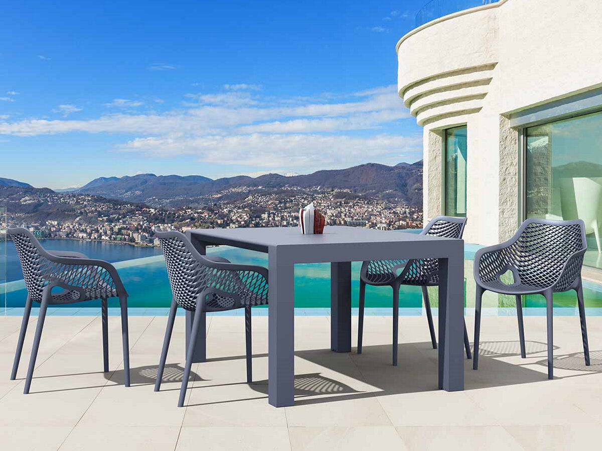 4 Air XL Chairs with Vegas 4-6 Seat Rectangular Table in Grey