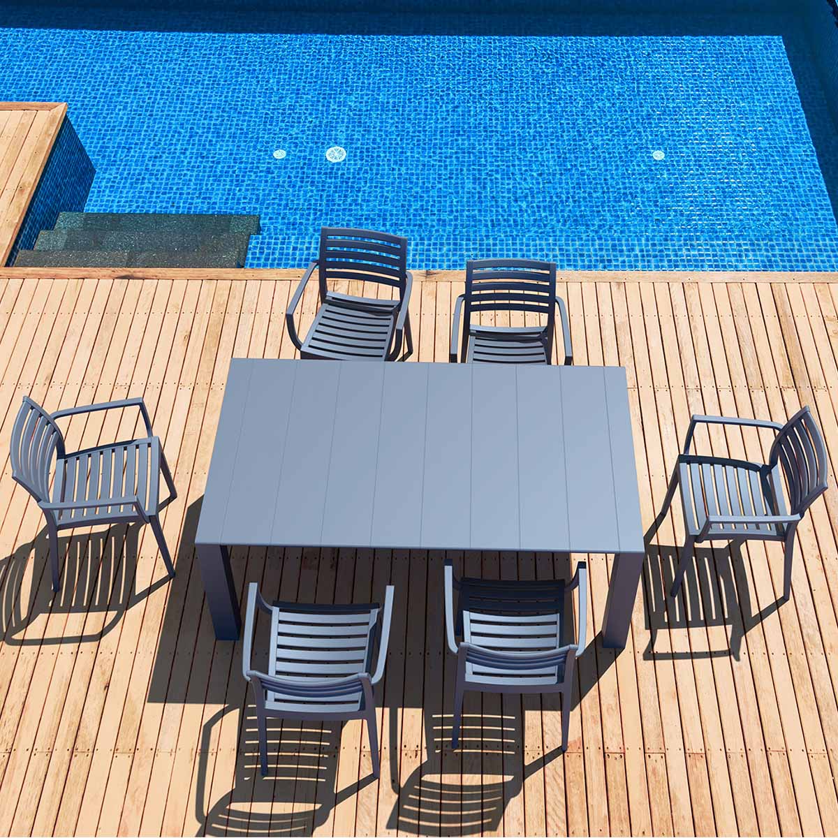 4 Artemis Chairs with Vegas 4-6 Seat Rectangular Table in Grey