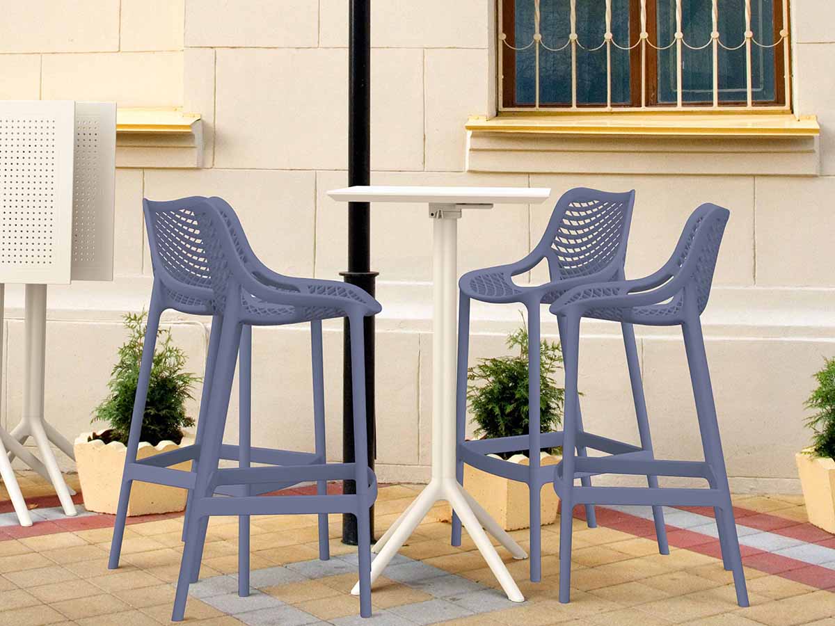 4 Grey Air Bar Chairs and White Sky Bar Table Set