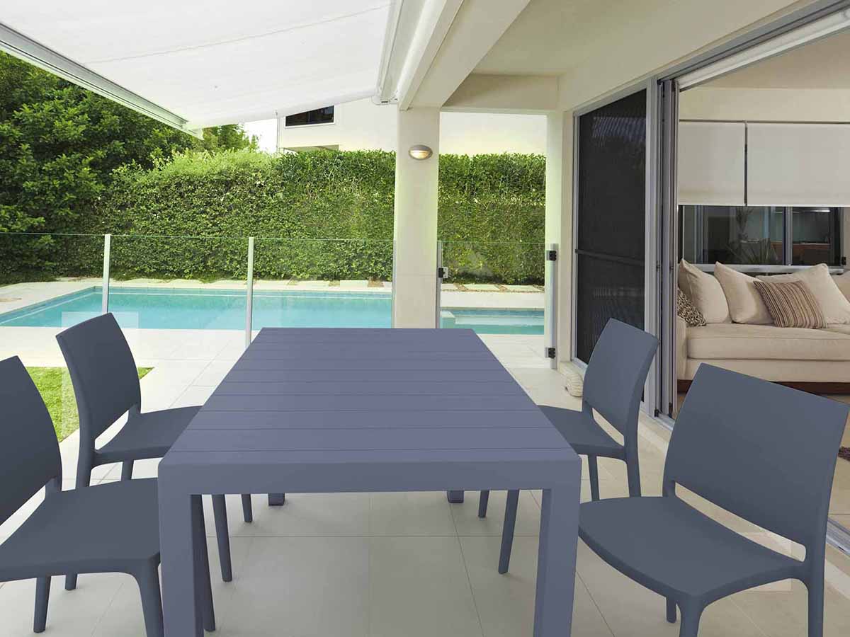 4 Maya Chairs and Vegas Medium Table Set in Grey
