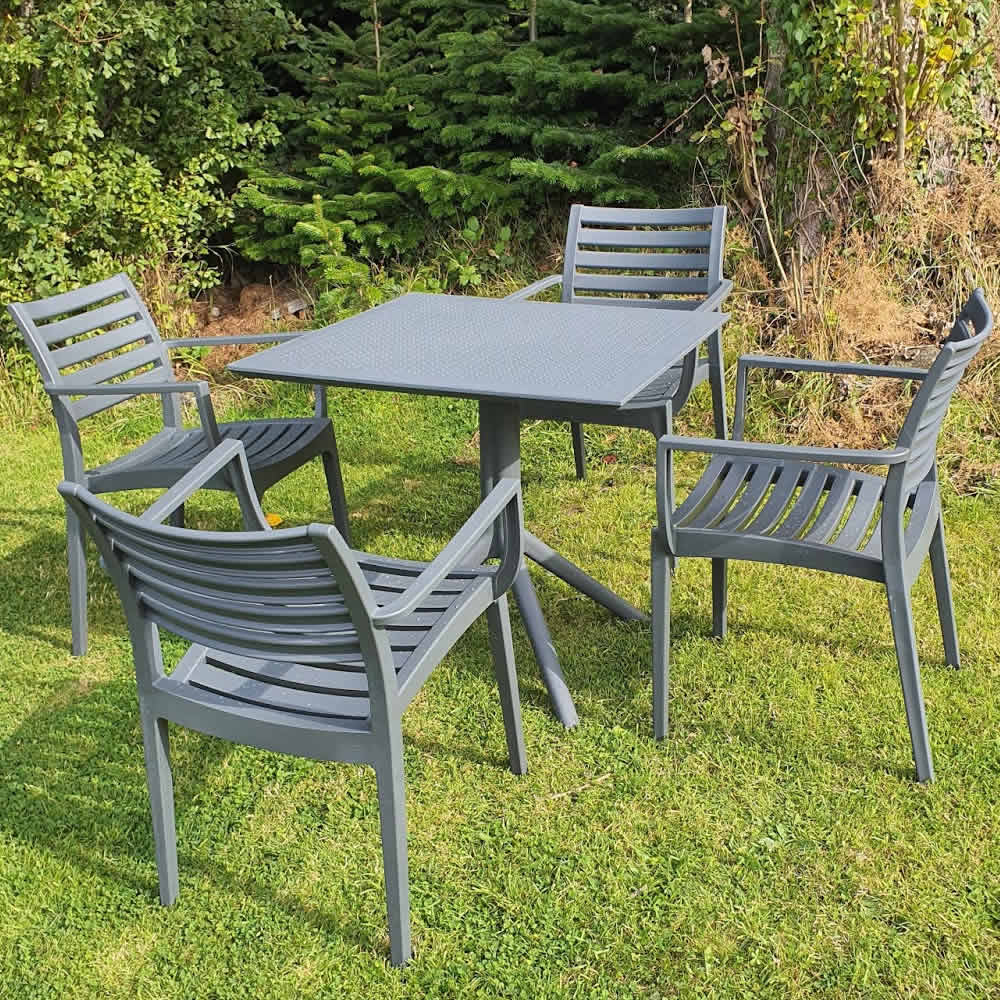 Artemis 4 Seater Sky 80cm Square Dining Set in Grey