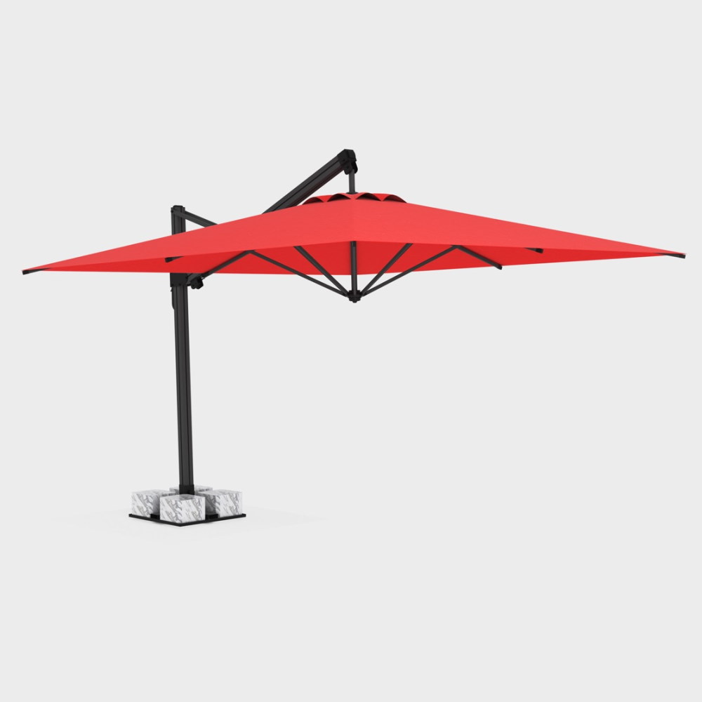 4m x 4m Banana Plus Parasol - Red Olefin Fabric