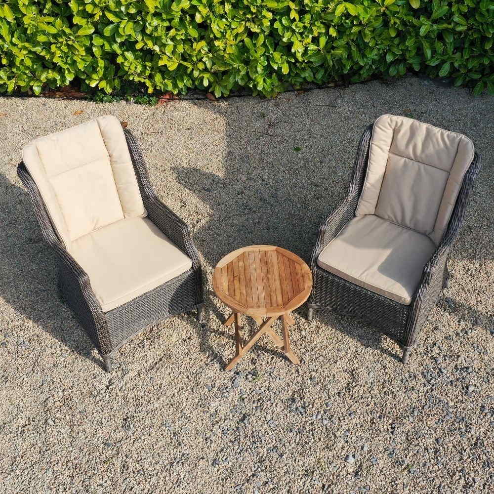 2 Seater Round Teak Bistro Table With Boston Chairs