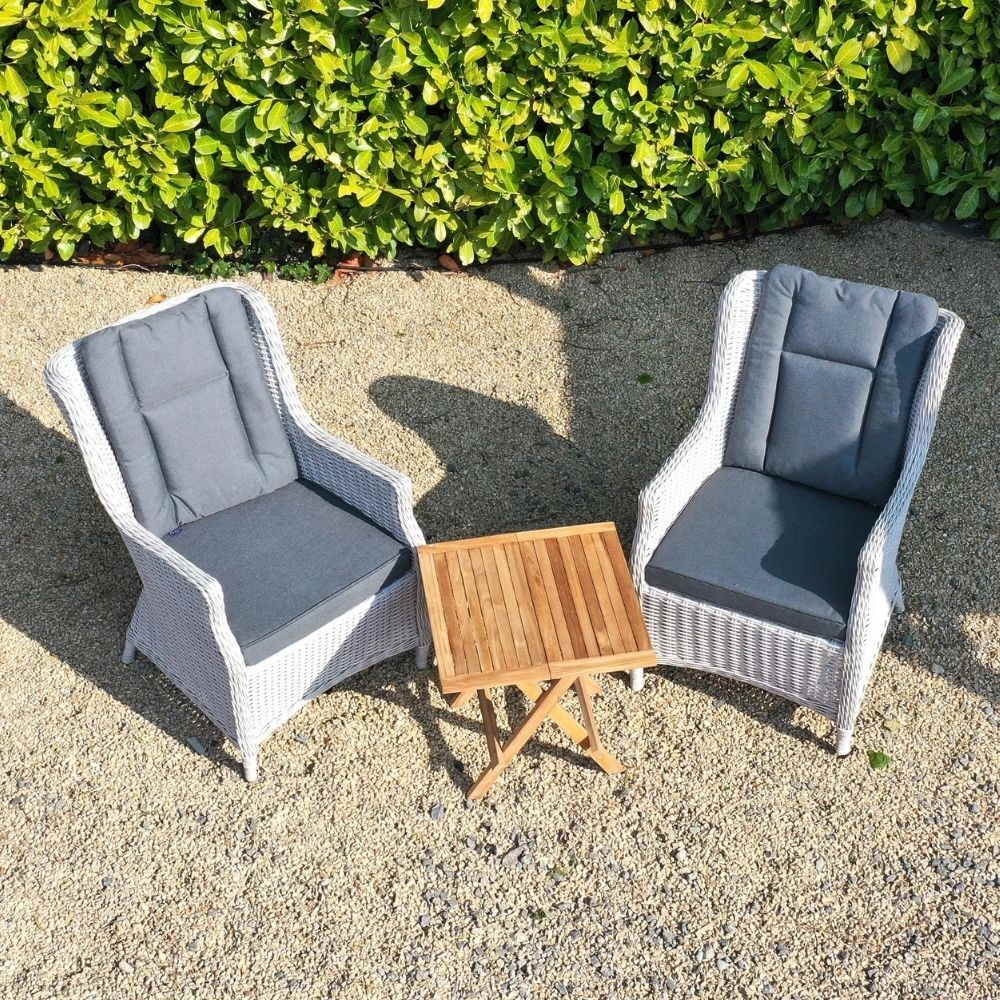 2 Seater Square Teak Bistro Table With Roma Chairs