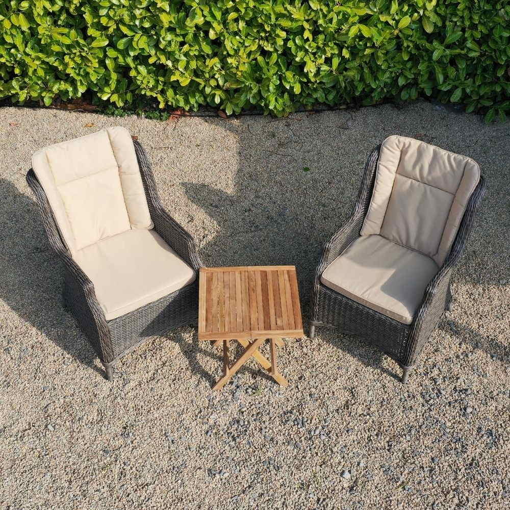 2 Seater Square Teak Bistro Table With Boston Chairs