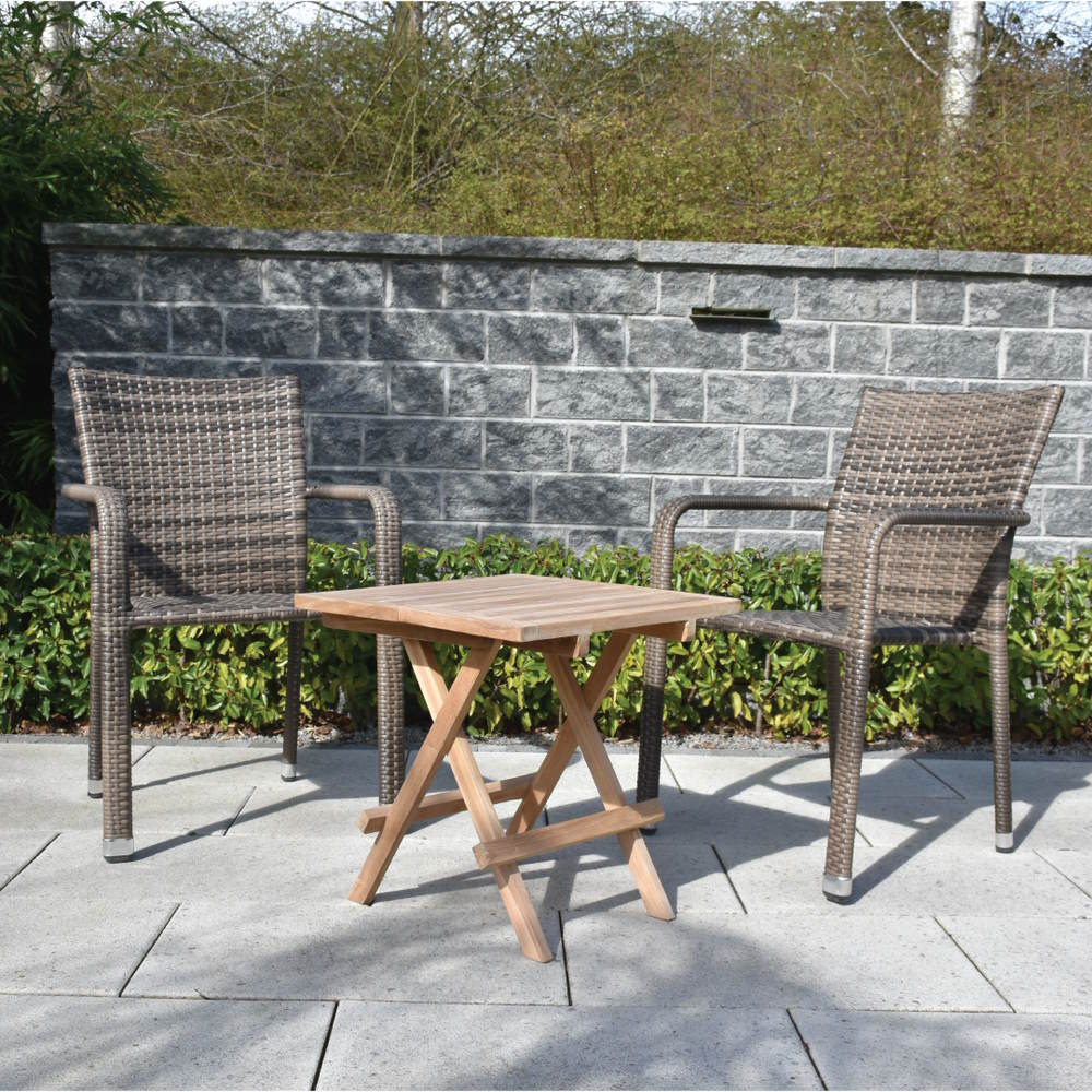 2 Seater Square Teak Coffee Table With Oliveira Chairs in Natural