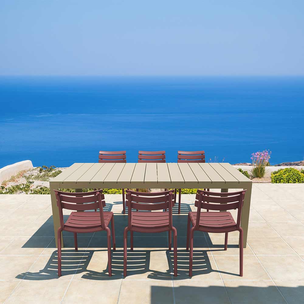 Altantic Medium 6 Seater Set Table In Taupe With Paris Chairs in Marsala