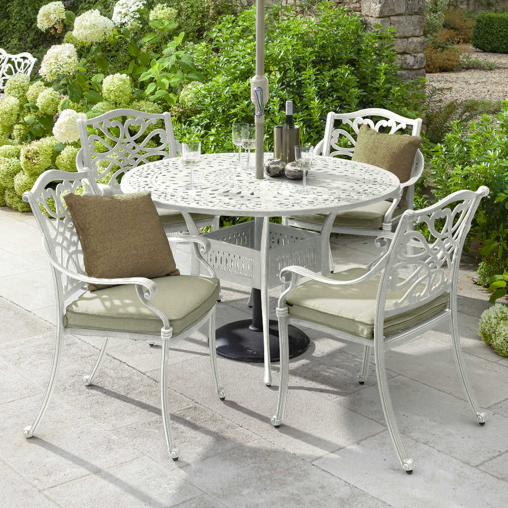 Hartman Capri 4 Seat Round Cast Aluminium Dining Set in Maize