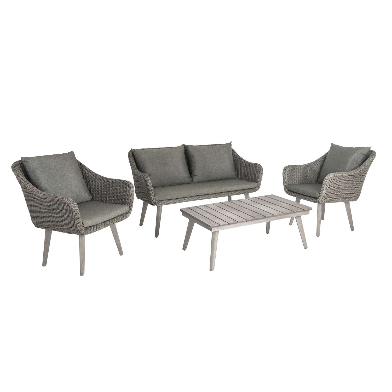 Alexander Rose Old England Grey Painted Acacia Woven Lounge Set