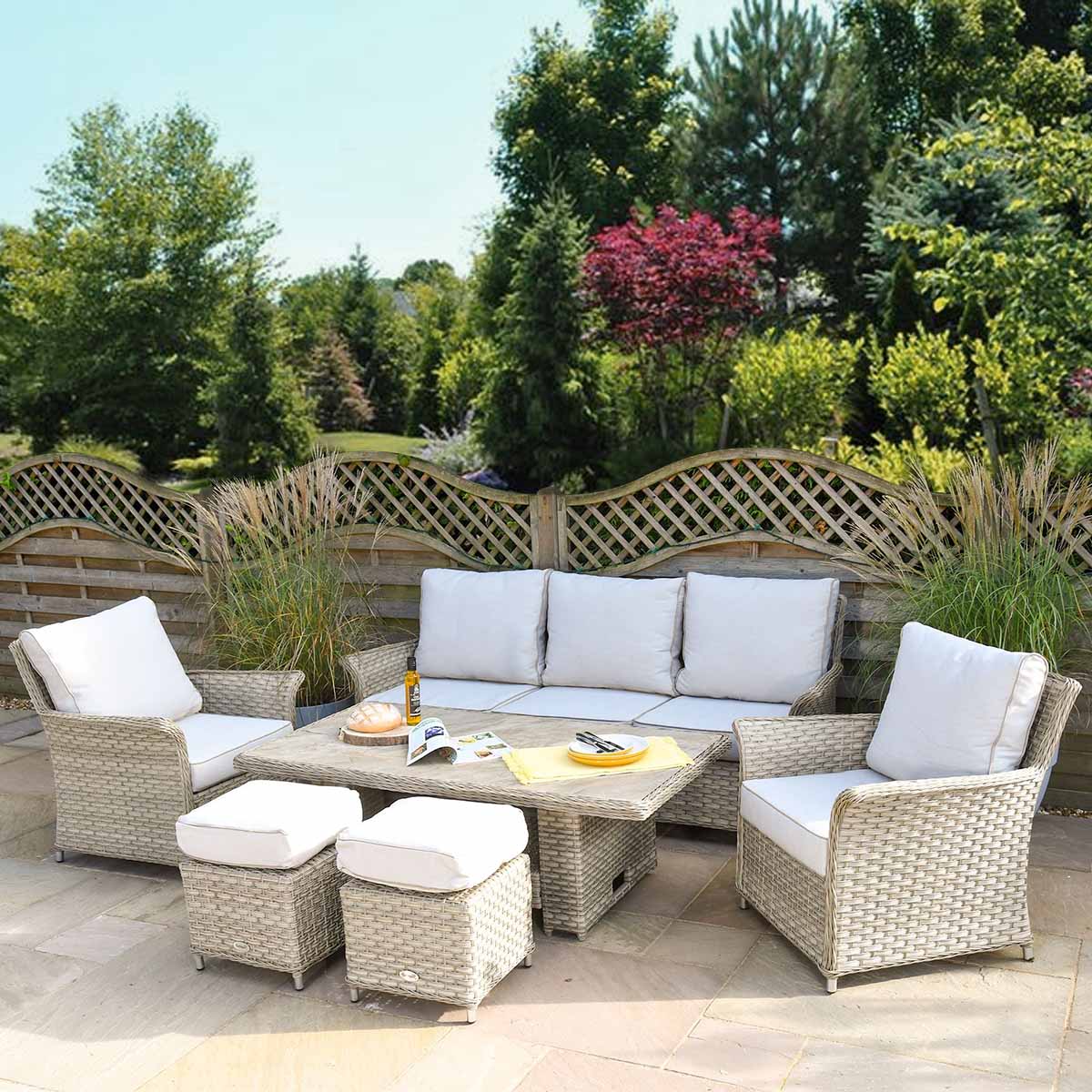 Heritage Tuscan 3 Seat Lounge Set with Rising Table - Beech