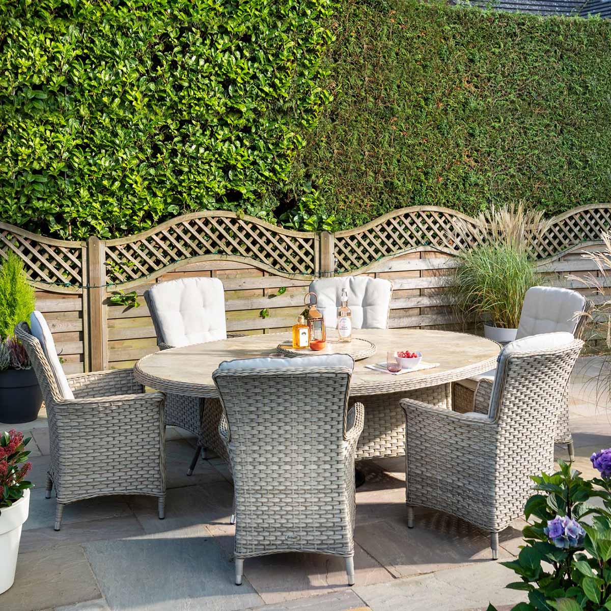 Hartman Heritage Tuscan 6 Seat Elliptical Rattan Set with Lazy Susan - Beech