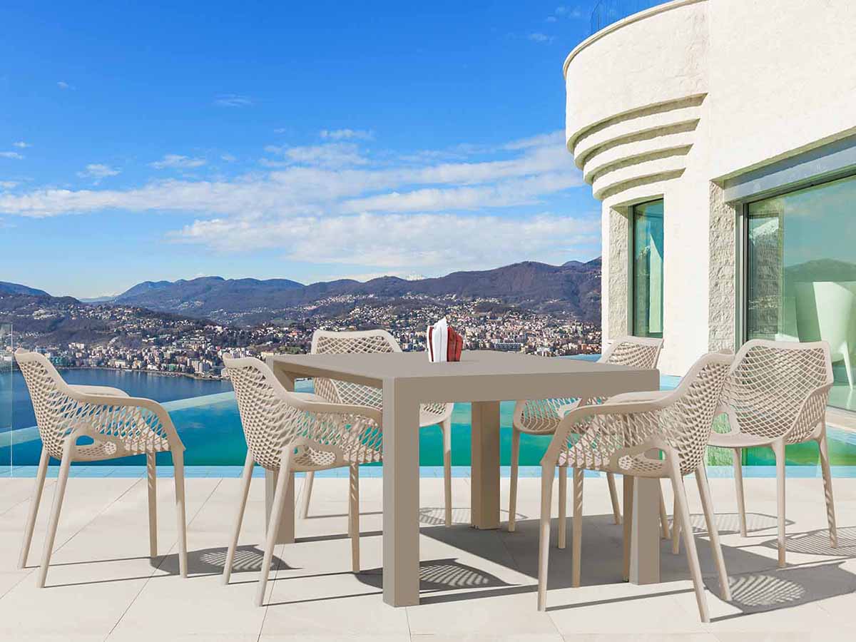 6 Air XL Chairs and Vegas Medium Set in Taupe