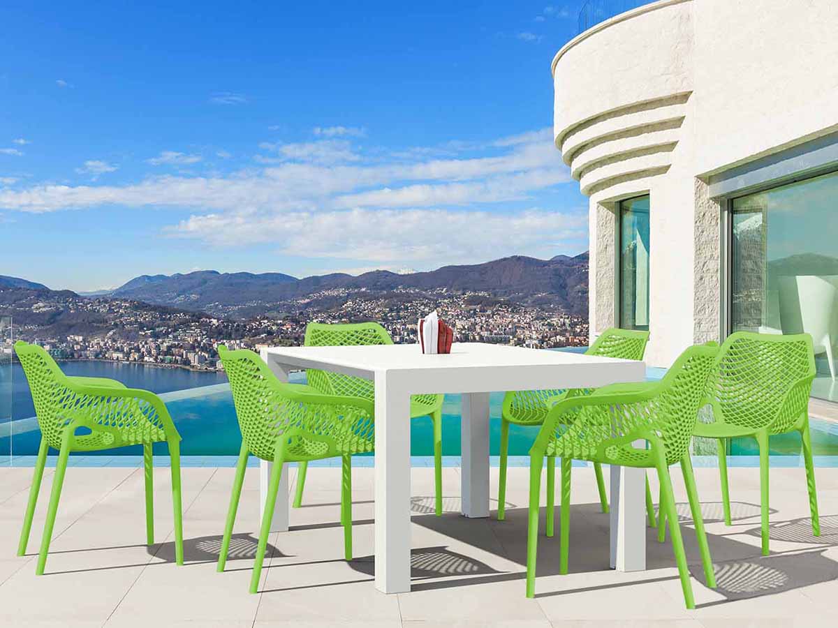 6 Green Air XL Chairs and White Vegas Medium Set