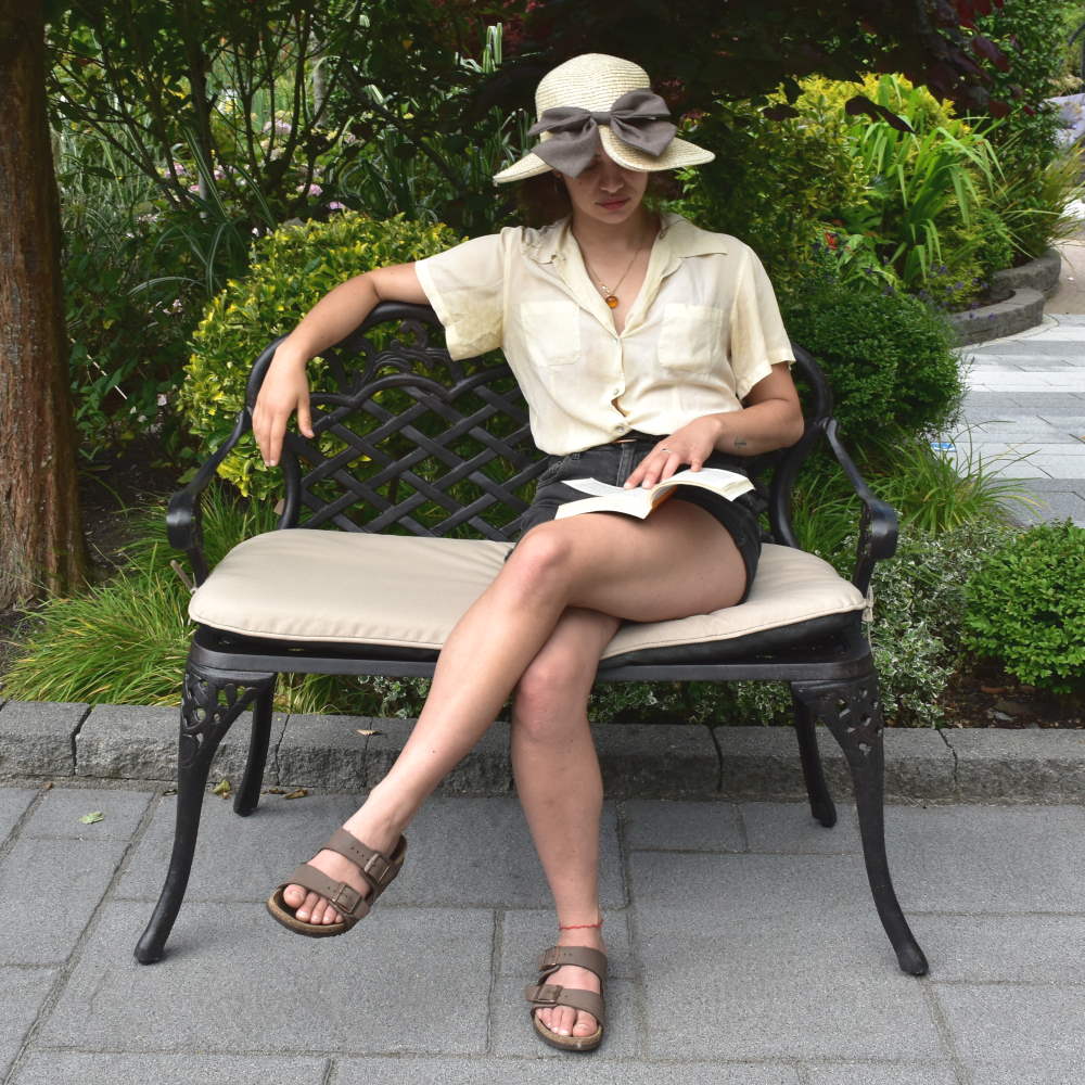 Mississippi Cast Aluminium Bench in Bronze with Cushion