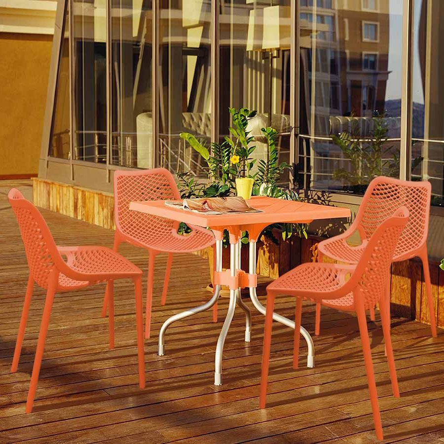 4 Air Chairs and Forza Table Set in Orange