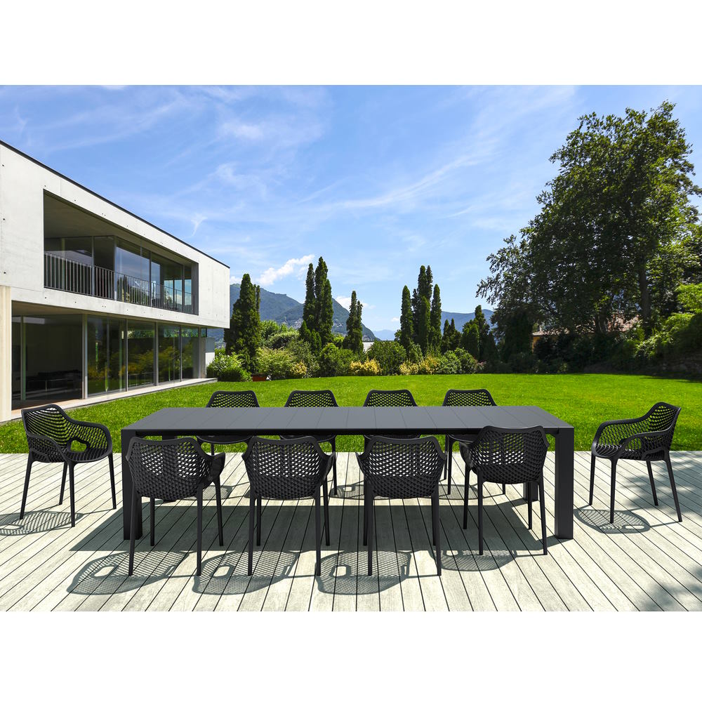 Vegas XL 10 Seater Set Table With XL Air Chairs In Black