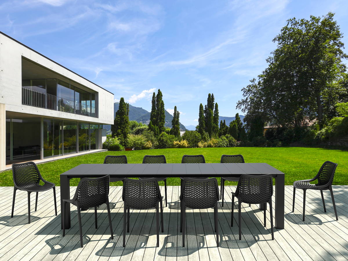 Vegas XL 10 Seater Set Table With  Air Chairs In Black (260 x 300)