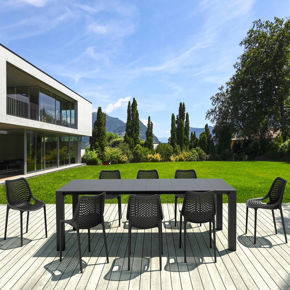 Vegas XL 8 Seater Set Table With Air Chairs in Black