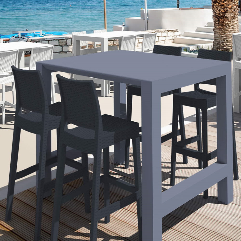 4 Jamaica Bar Stools and Vegas Bar Table Set in Grey