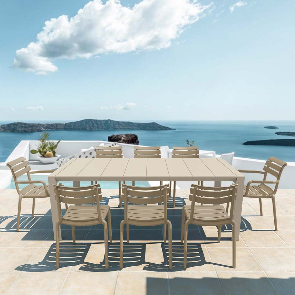 Vegas  XL 8 Seater Set Table with Paris Chairs in Taupe