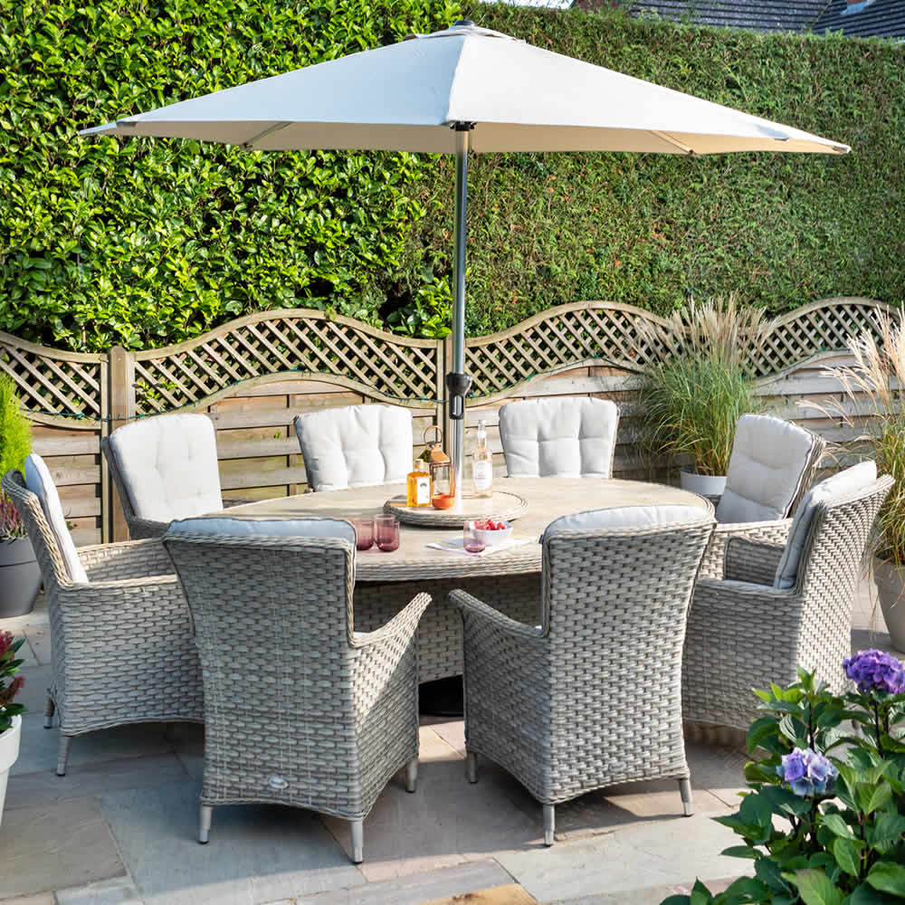 Heritage Tuscan 8 Seat Elliptical Rattan Set with Lazy Susan - Beech