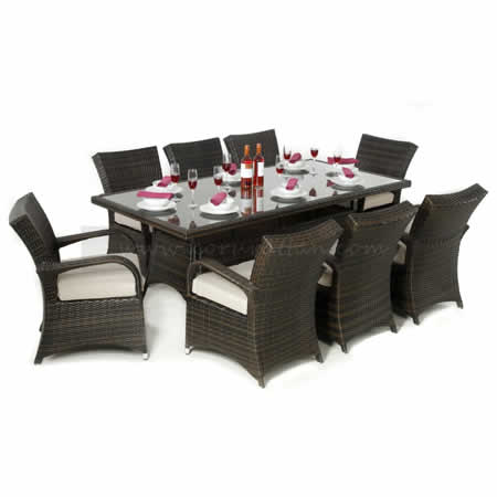 8 Seater Cairo Outdoor Wicker Rectangle Table Set