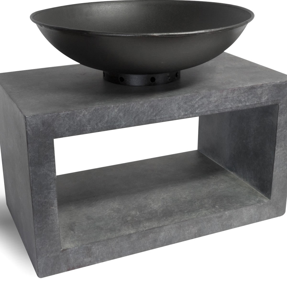 50cm Fire Pit & Rectangle Fibreclay Console - Cement