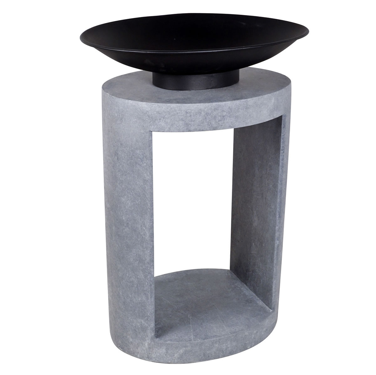 56cm Fire Pit & Oval Fibreclay Console - Cement