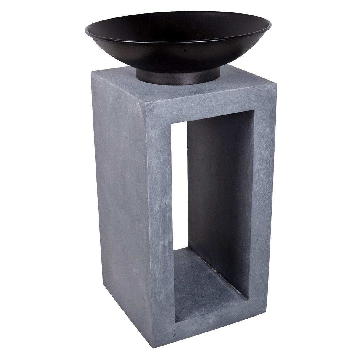 68cm Fire Pit & Square Fibreclay Console - Cement