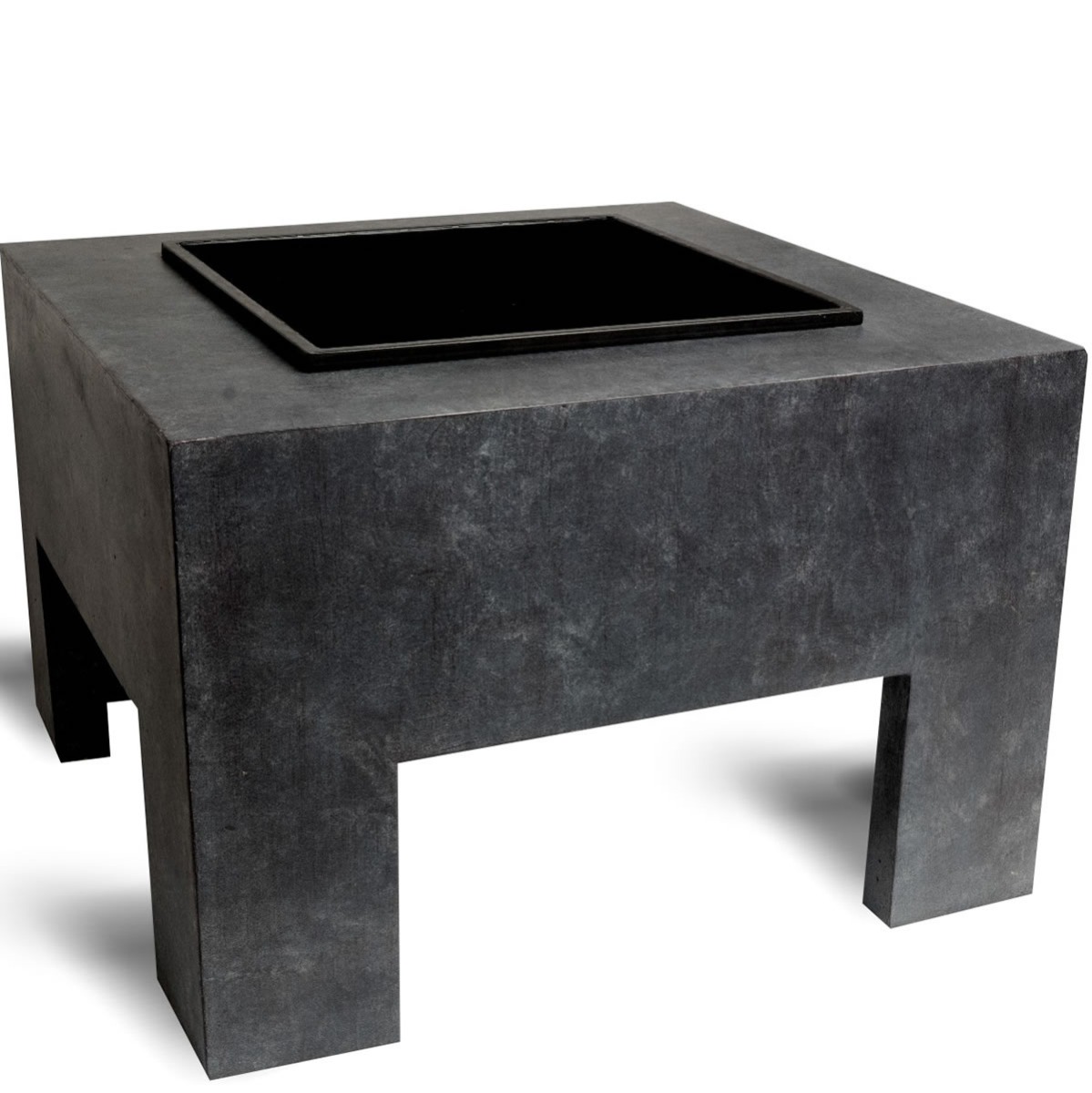 40cm Square Fire Pit & Square Fibreclay Console Granite