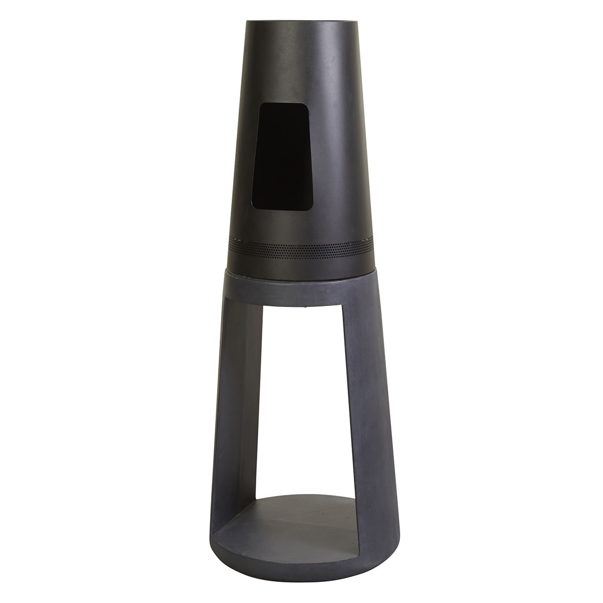 135cm Metal Fire Pit with Tall Round Clayfibre Console - Granite