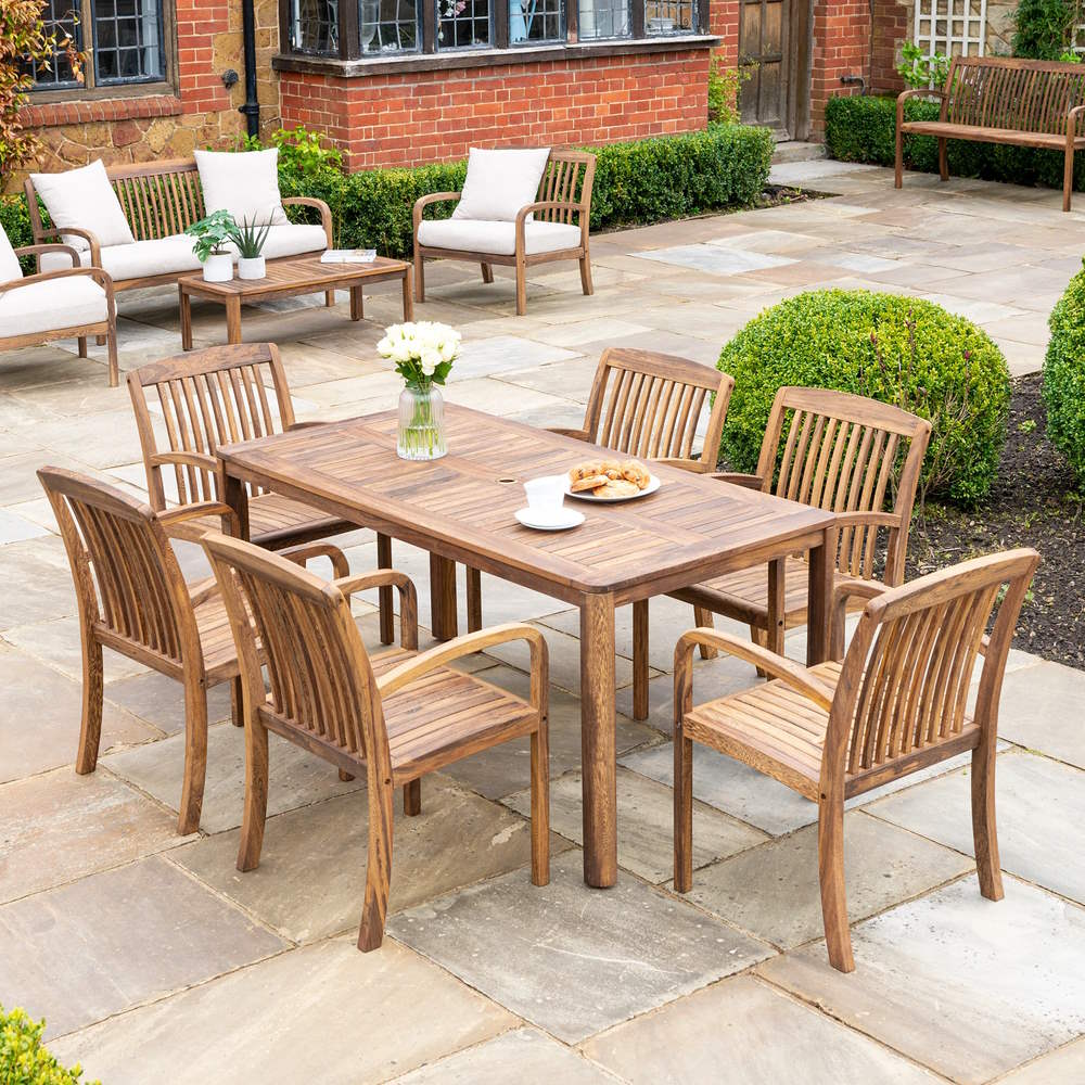 Alexander Rose Bolney Dark Acacia Rectangular 6 Seater Set