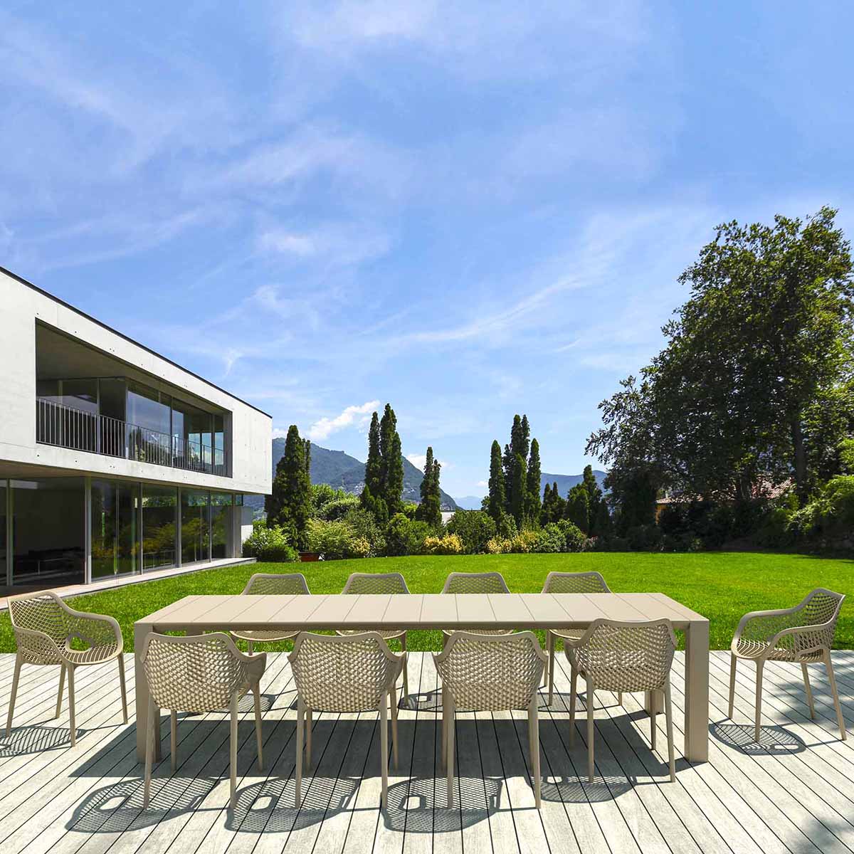 Air XL 10 Seaters Rectangular Vegas XL Dining Set in Taupe