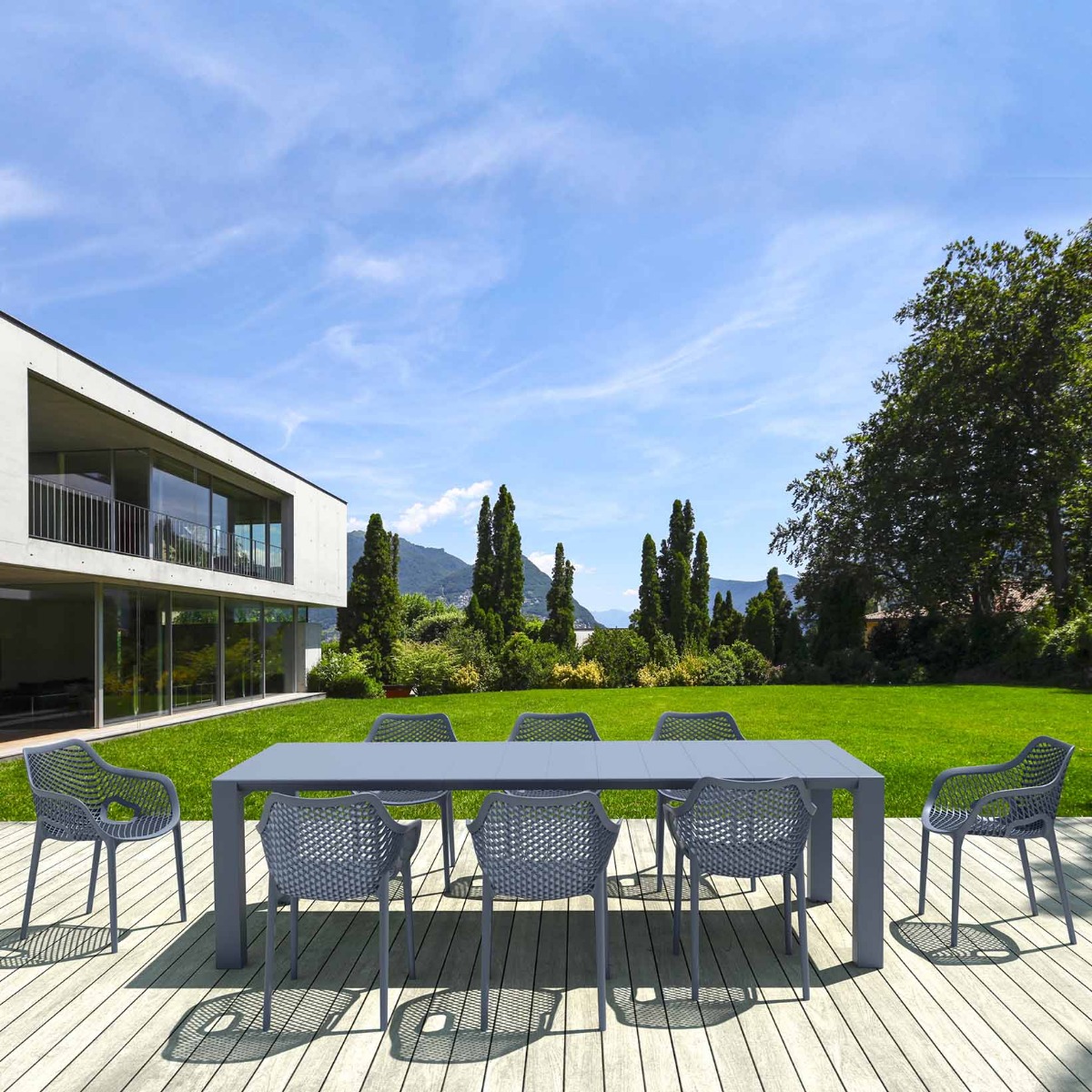 Air XL 8 Seaters Rectangular Vegas XL Dining Set in Grey