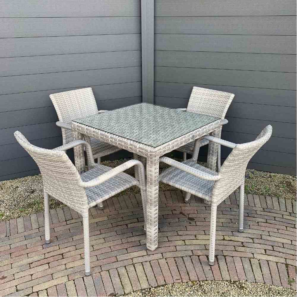 Alexander Rose Kool Pearl 4 Seat Table with Oliveira Chairs