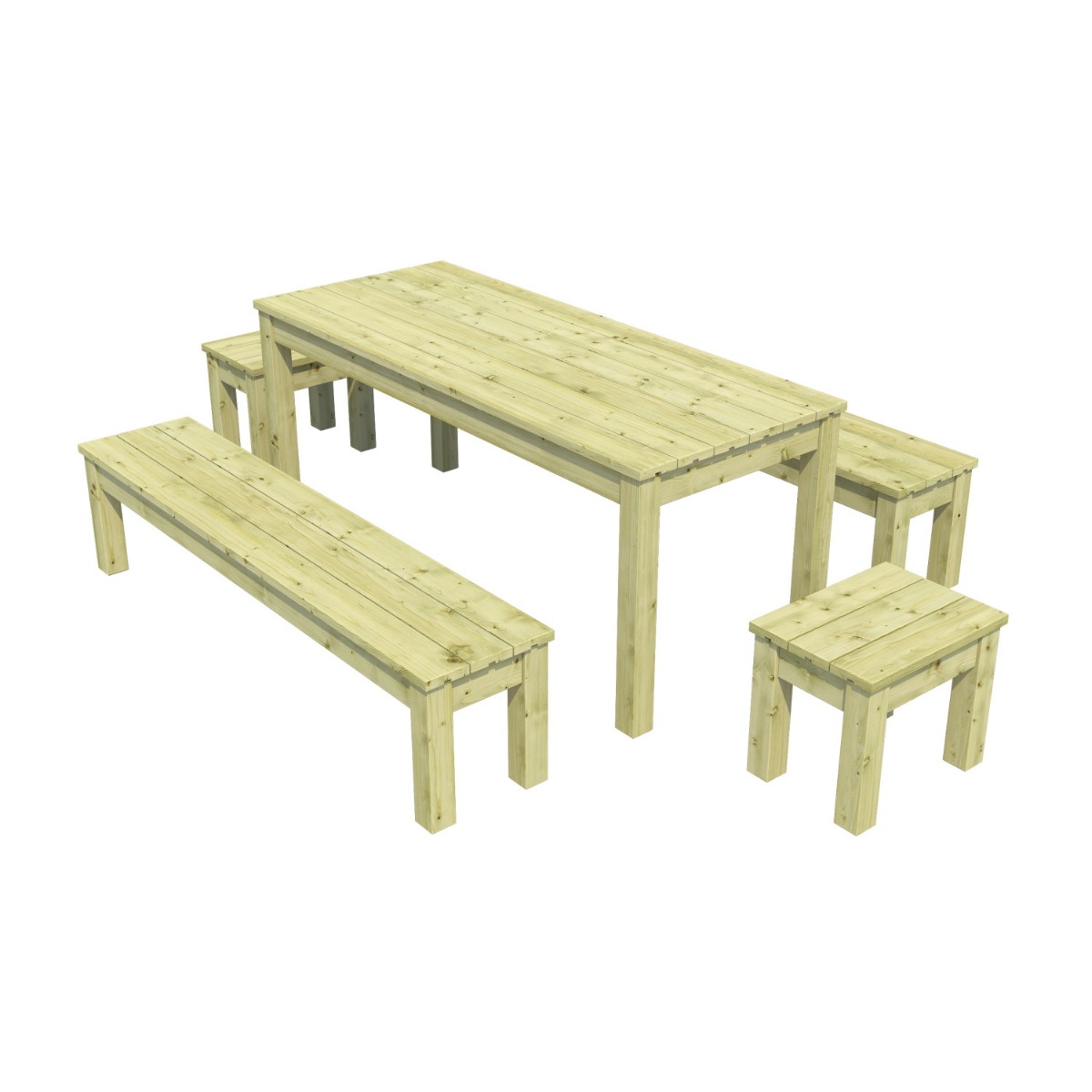 The Kilkenny 6ft Sturdy Picnic Table with 2 Long Benches and 2 Side Benches