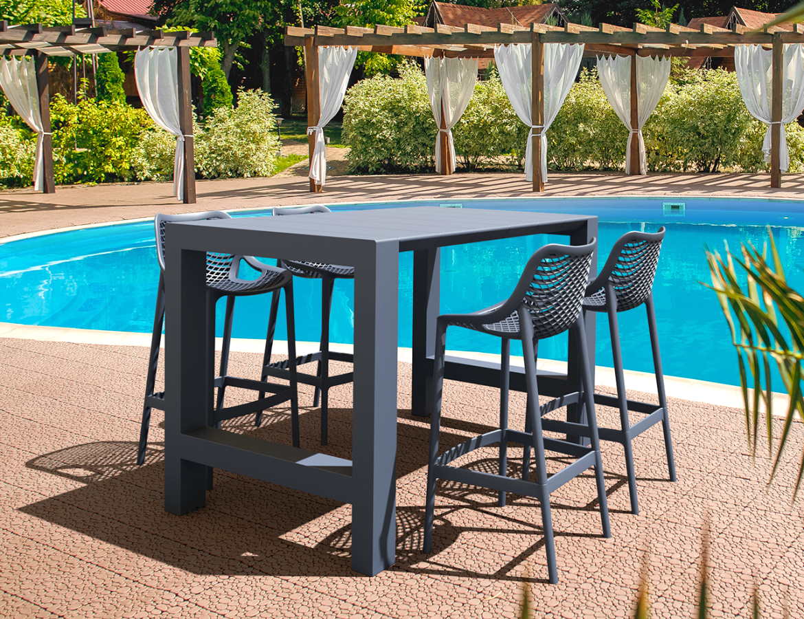 4 Air 75cm Bar Stool and Vegas Bar Extendable Table in Grey