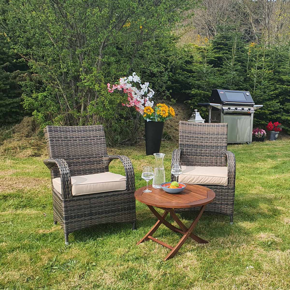 Cairo Rattan Round Cornis Bistro Set