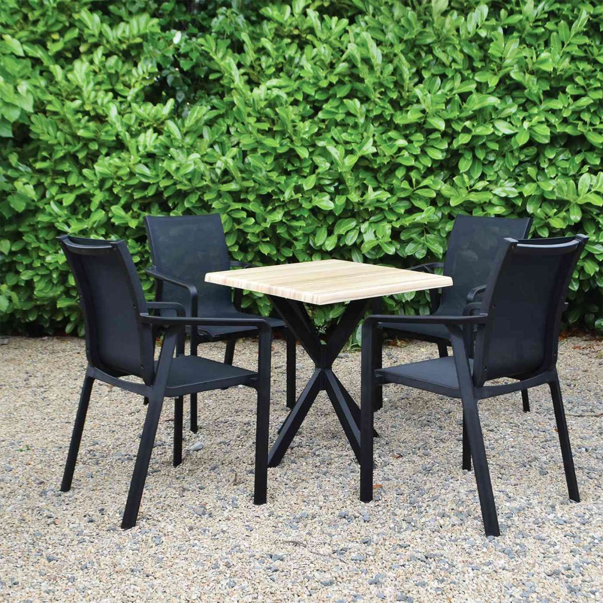 4 Seater Set Coco Bolo 70cm x 70cm Square Table with Lexi Legs & Pacific Chair