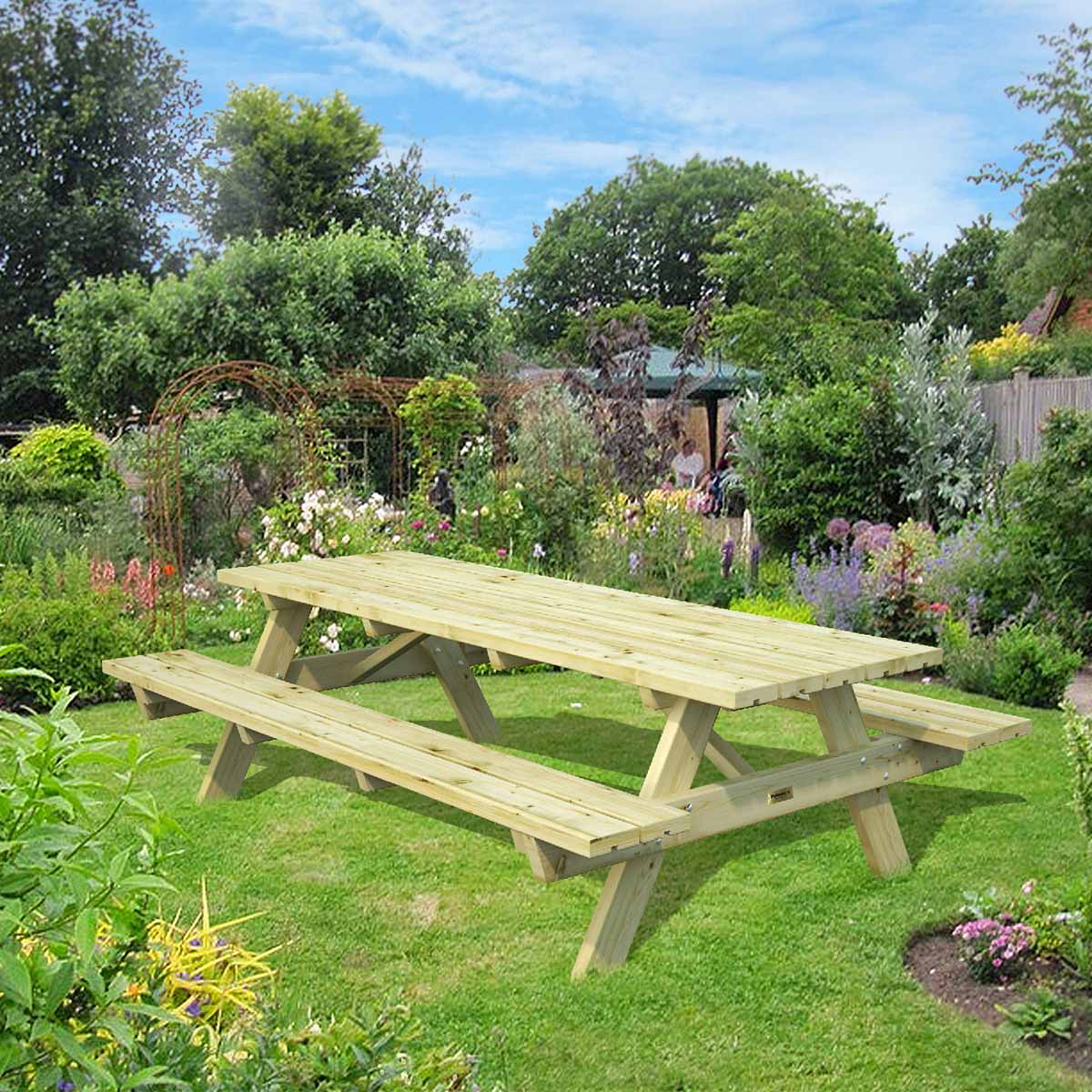 Ruby 8ft (2.4m) Heavy Duty Wooden Picnic Bench