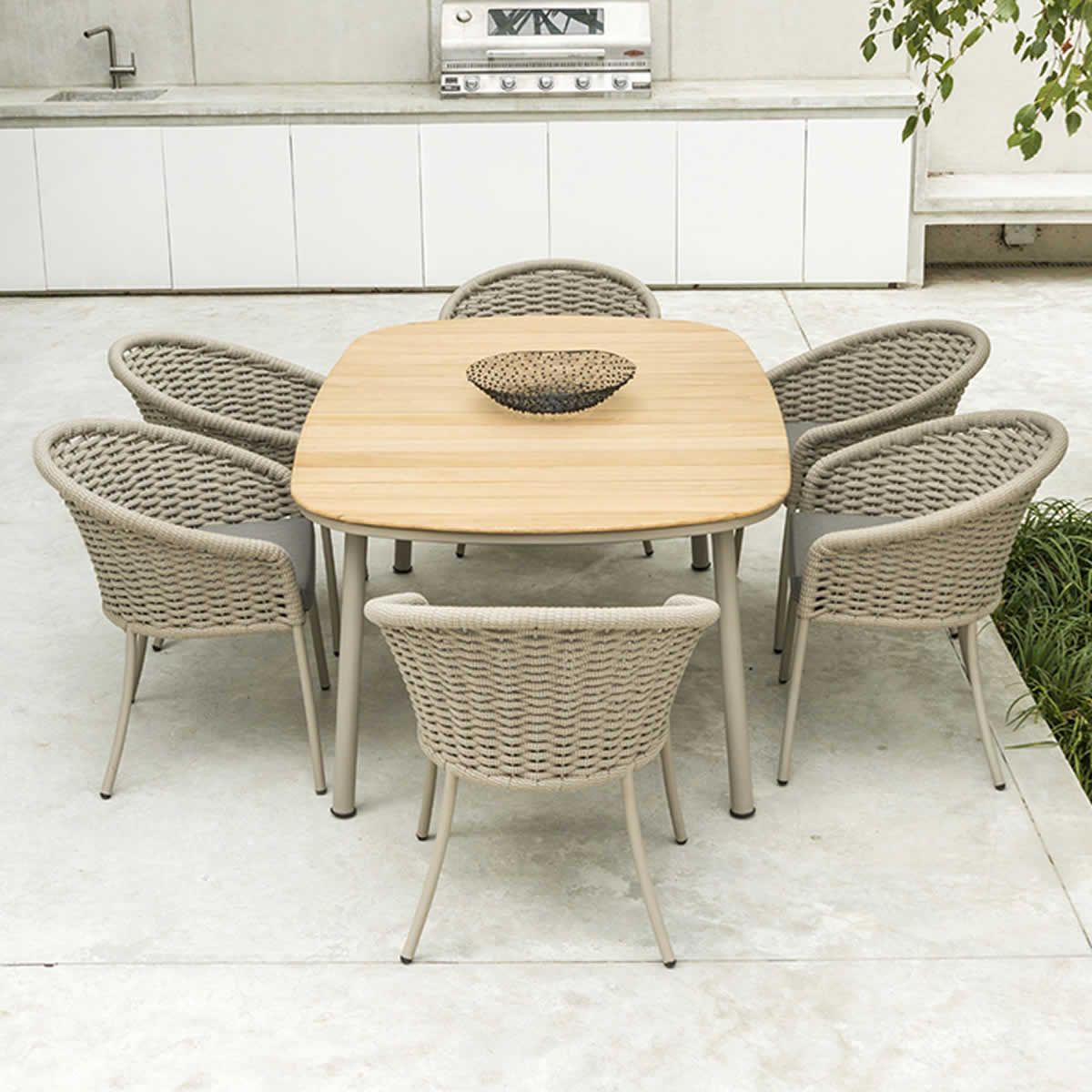 Alexander Rose Cordial 6 Seat Rope Set with Roble Top Oval Table