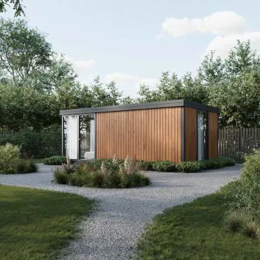 ModPod Nova 22.5sqm Garden House - Woodgrain and Anthracite