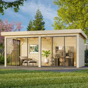 Lenna 16.6m Flat Roof Connect with 3 Full Walls and 3 Sliding Doors (6m x 3m)