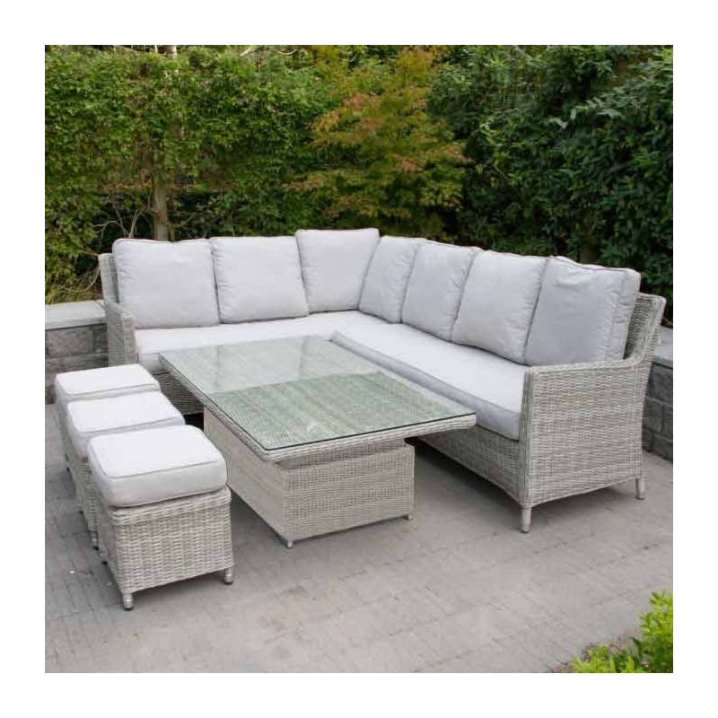 Hamilton Rattan Corner Dining Set with Ractangular Rising Table