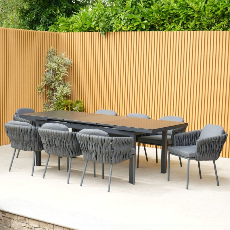 Aranweave Savion Ceramic Extendable 8 Seat set with Grey Chairs